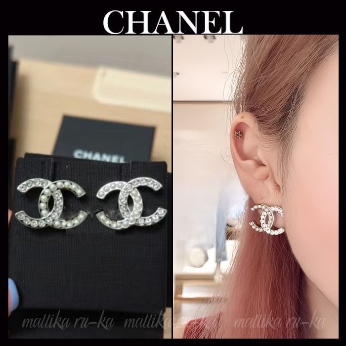 パール×クリスタル♡25B【CHANEL】 CCマーク ピアス (CHANEL/ピアス