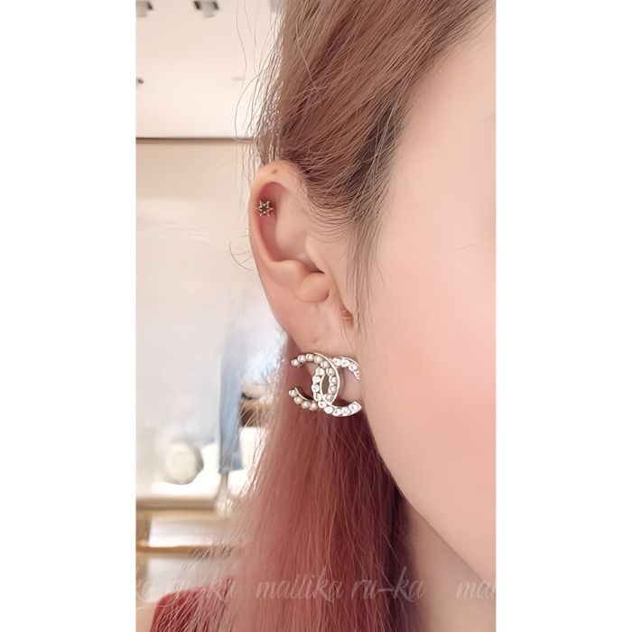 パール×クリスタル♡25B【CHANEL】 CCマーク ピアス (CHANEL/ピアス