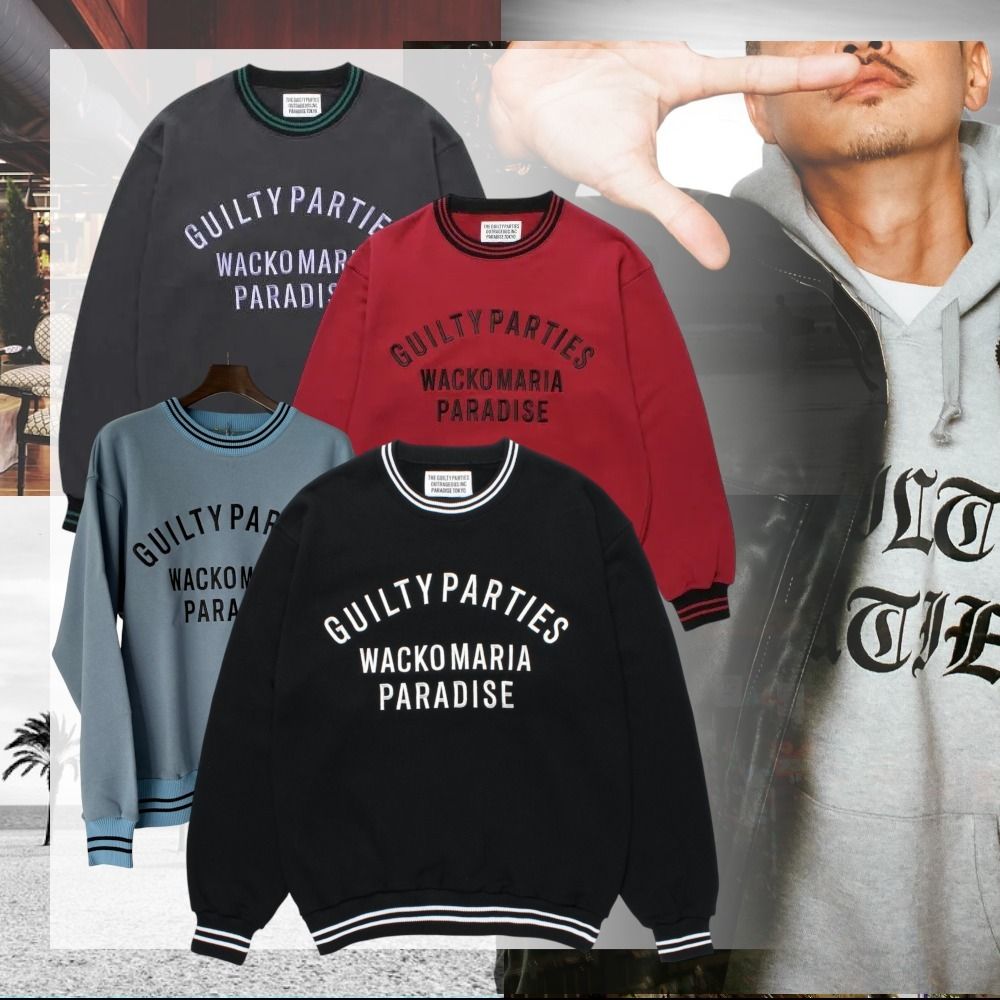 ワコマリア MIDDLE WEIGHT クルーネックスウェット カレッジロゴ