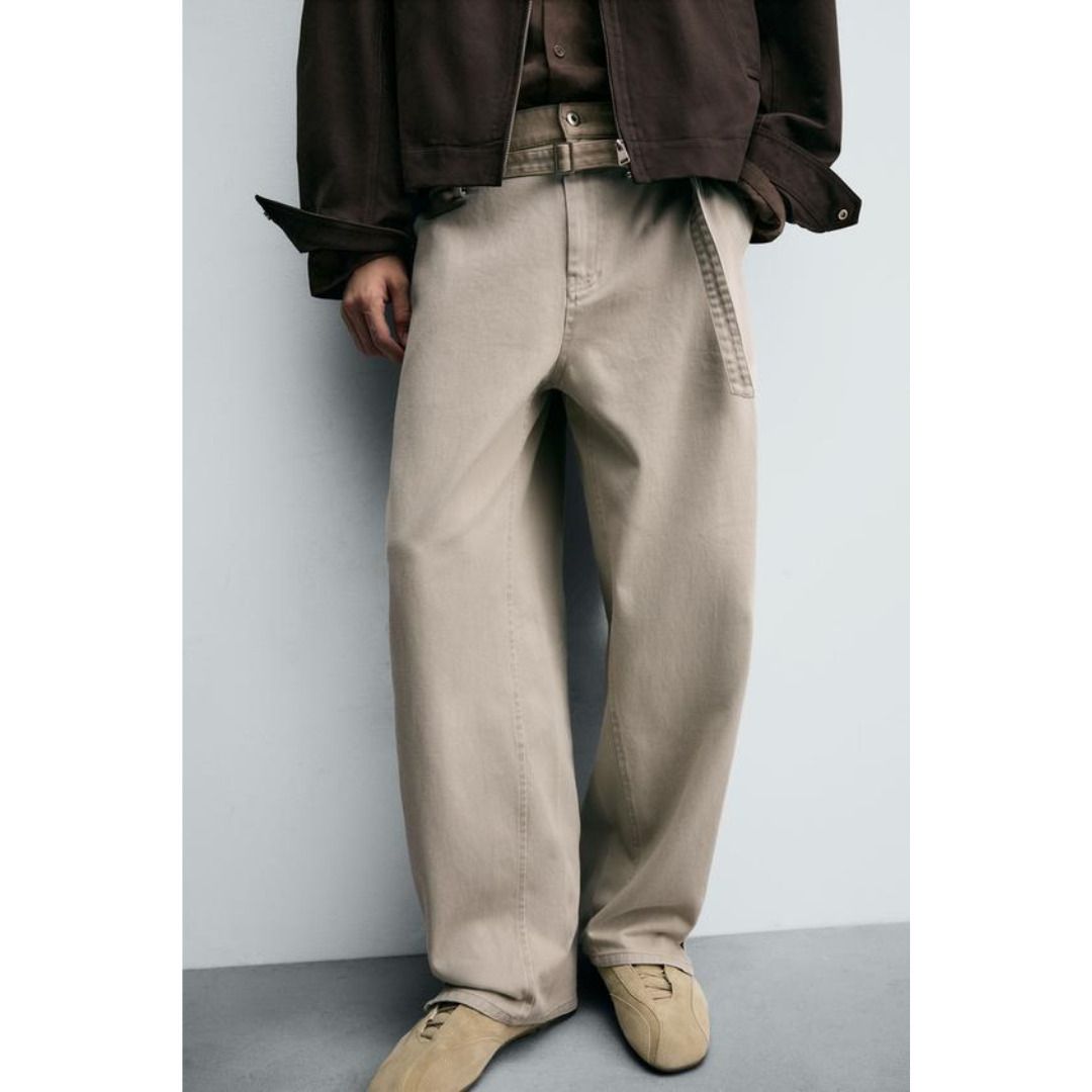 ZARA］ベルト付きワイドバルーンフィットパンツ (ZARA/チノパンツ