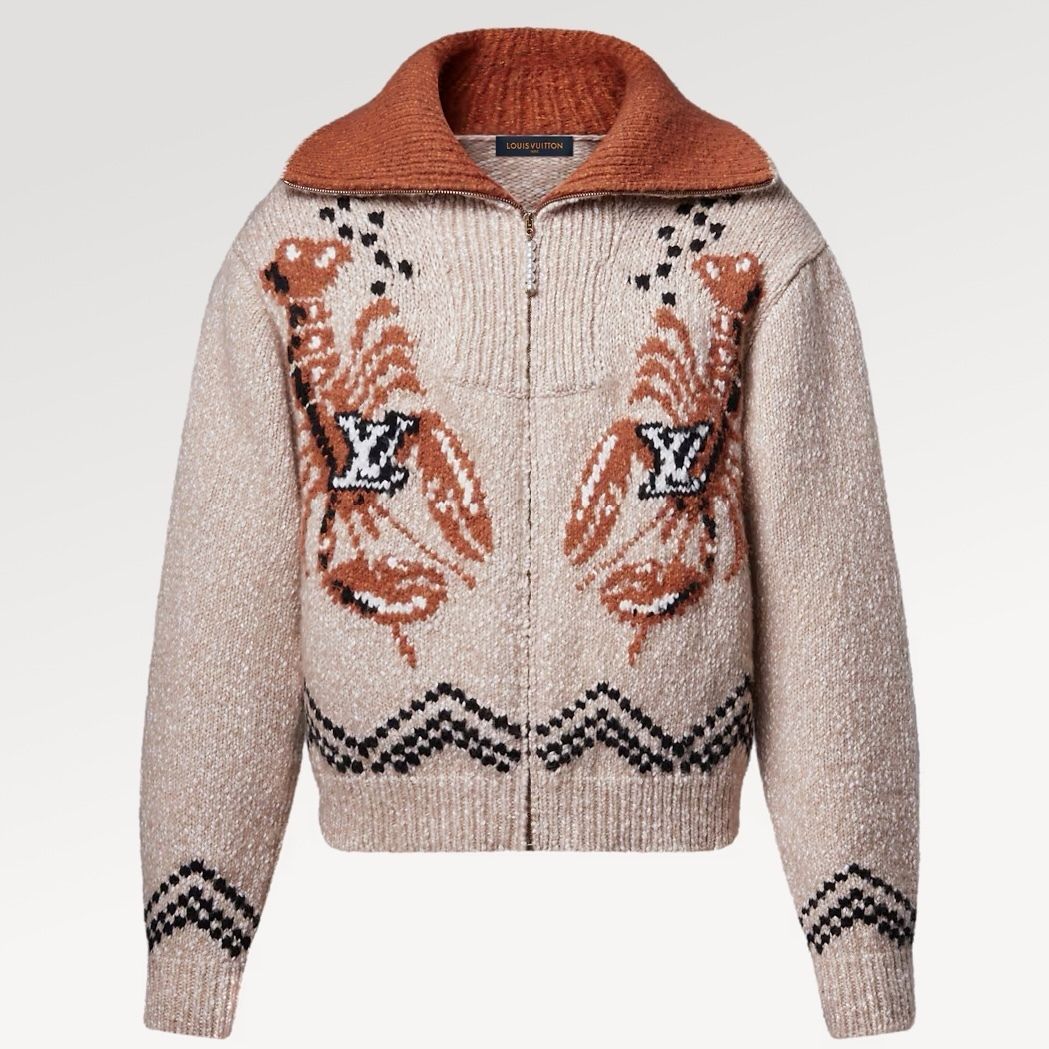 個性派！ Louis Vuitton ジップニットブルゾン ロブスター刺繍 (Louis