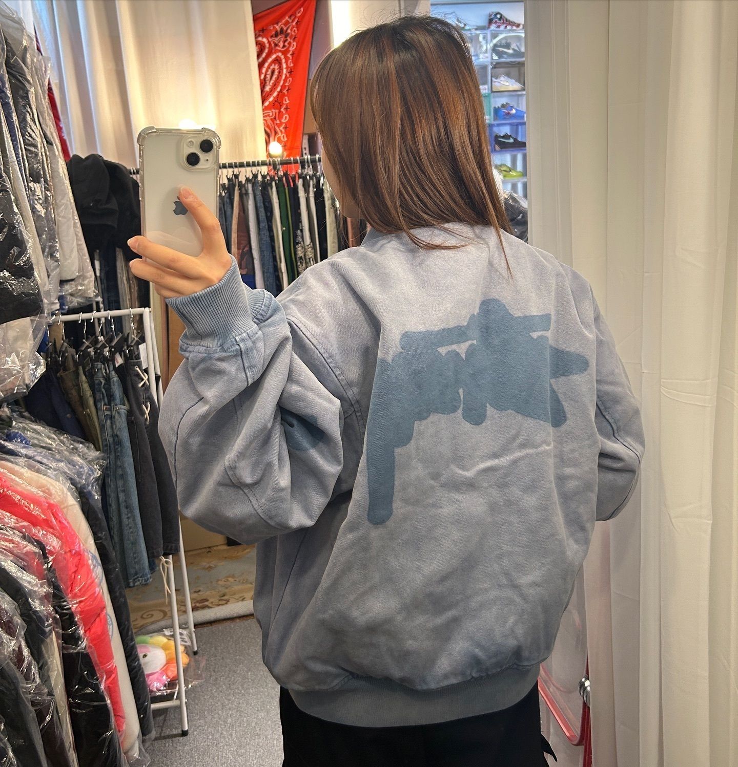 Stussy Ghost Logo Canvas Varsity Jacket UNISEX (STUSSY/ジャケット