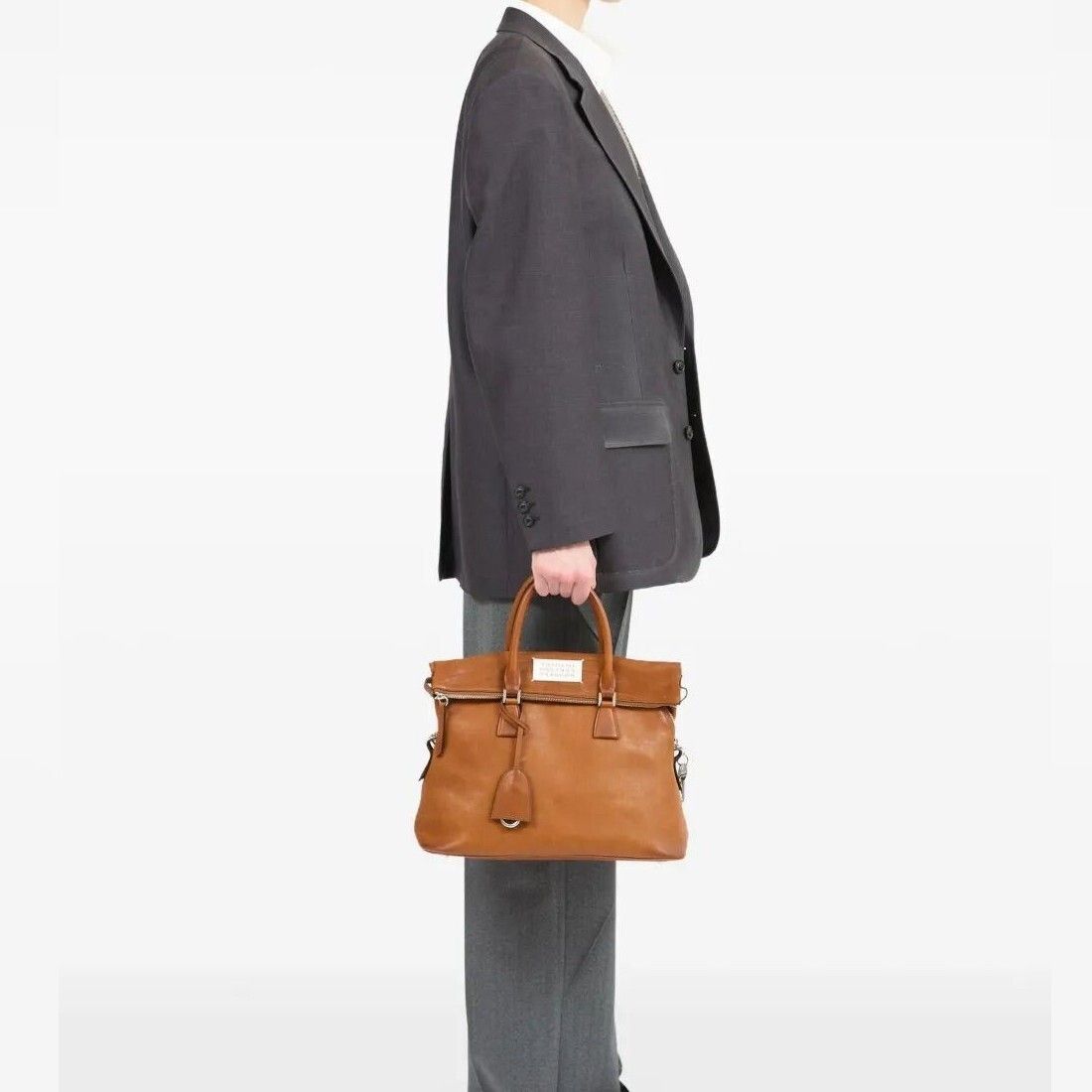 メゾンマルジェラ 5AC ブラウン ミディアムバッグ (Maison Margiela