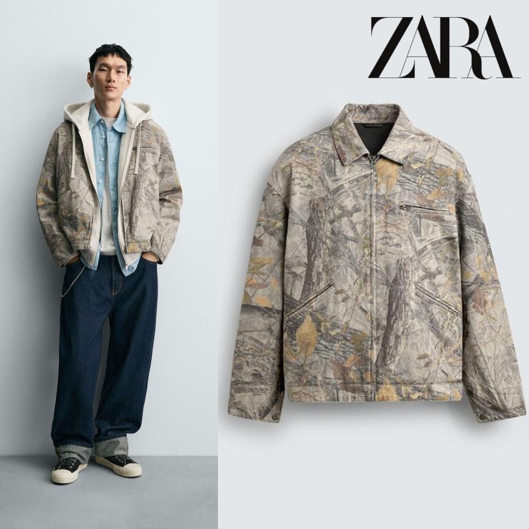 ZARA］ウォッシュドジャケット アブストラクトプリント (ZARA/デニム