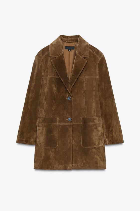 ZARA】ロング丈 100% レザー製ジャケット 3046/255/776 (ZARA/レザー