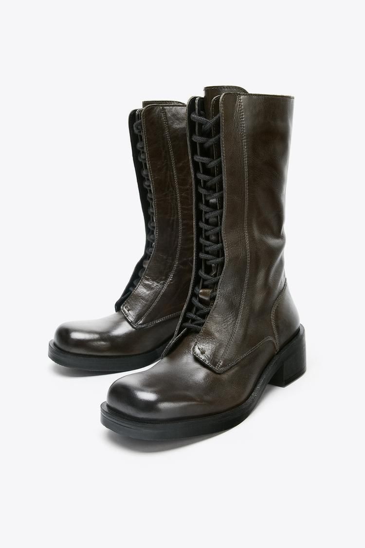 ZARA】リアルレザー レースアップ ショートブーツ1102/510/032 (ZARA