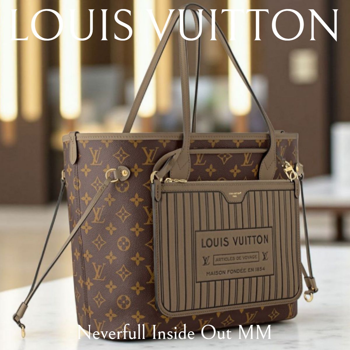 NEW*LV*ネヴァーフル Neverfull Inside Out トートバッグ M25664