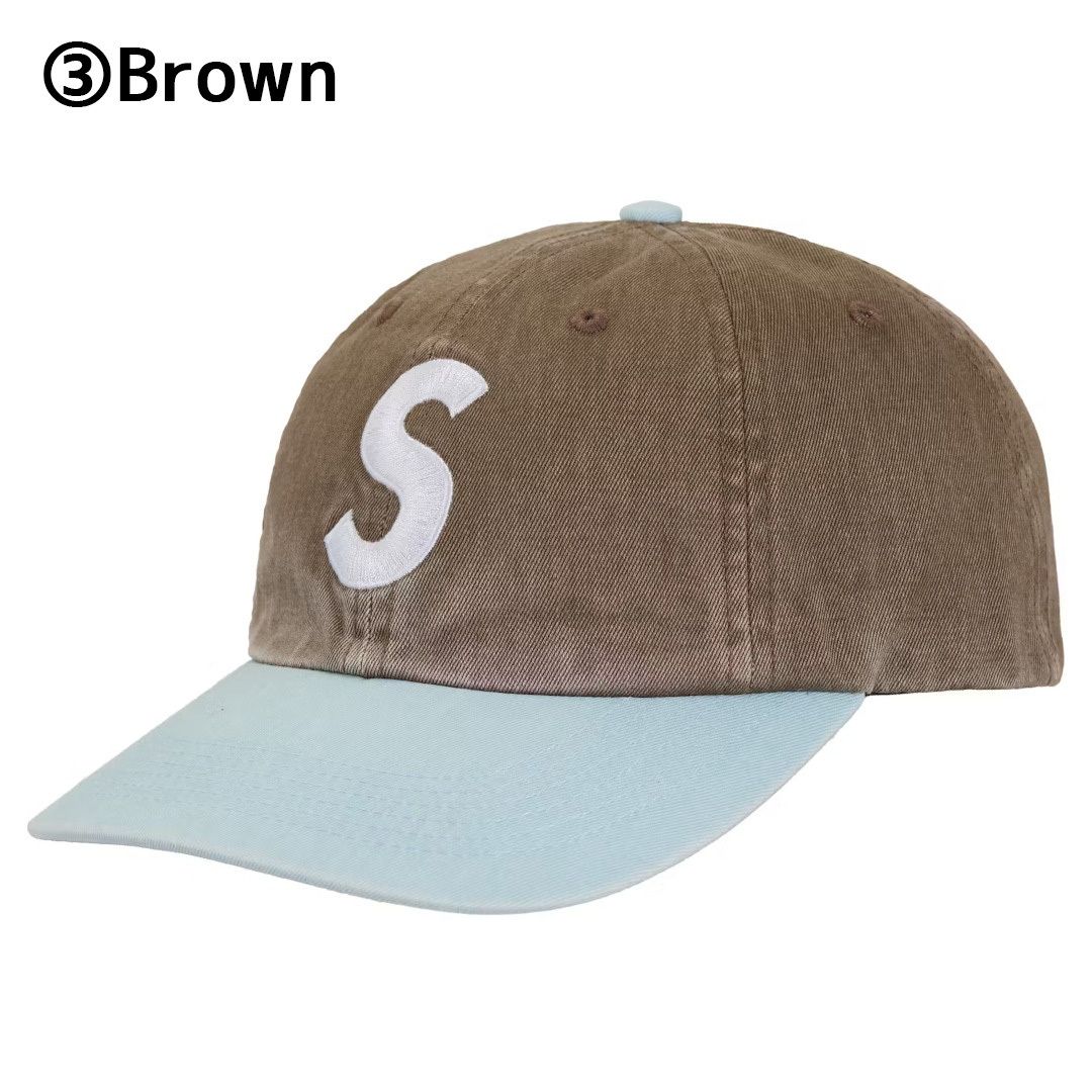 Supreme☆ピグメントコーティング 2トーン Sロゴ6パネルキャップ