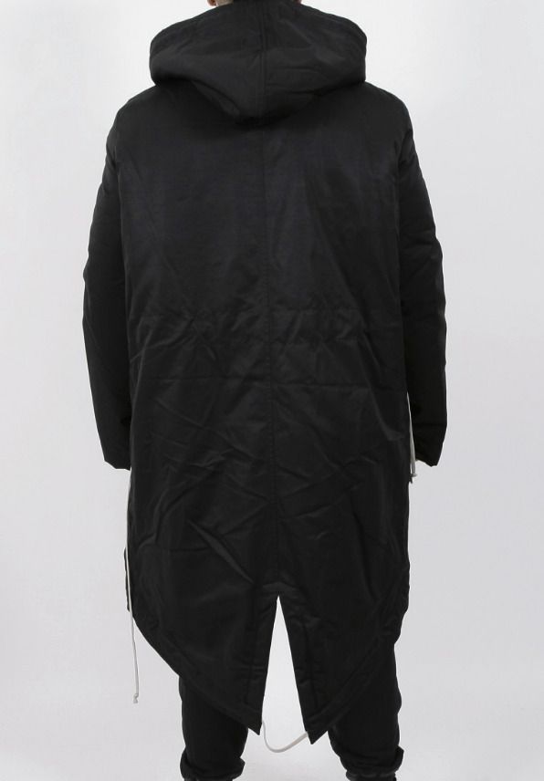 Rick Owens DRKSHDW / ブラック 中綿入 フィッシュテール コート (RICK