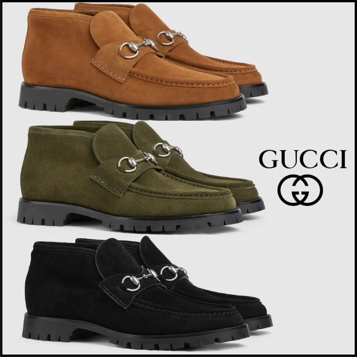 25AW グッチ ホースビット付 メンズ アンクルブーツ スエード (GUCCI