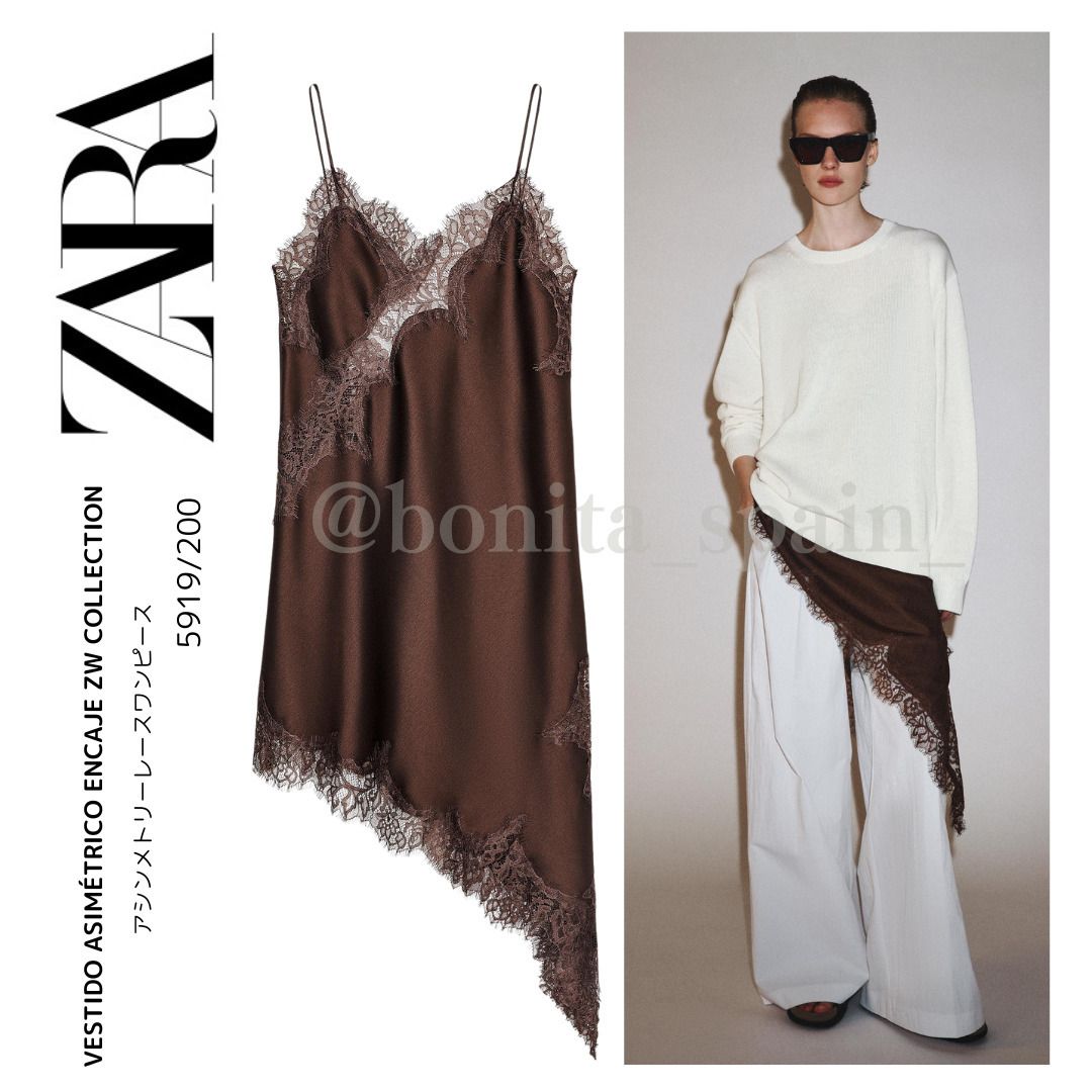 ZARA】ZW COLLECTION アシンメトリーレースワンピース (ZARA