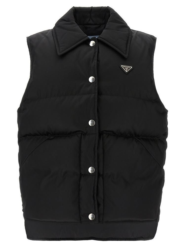 25新作 プラダ ブラック リナイロン ダウンベスト レディース (PRADA