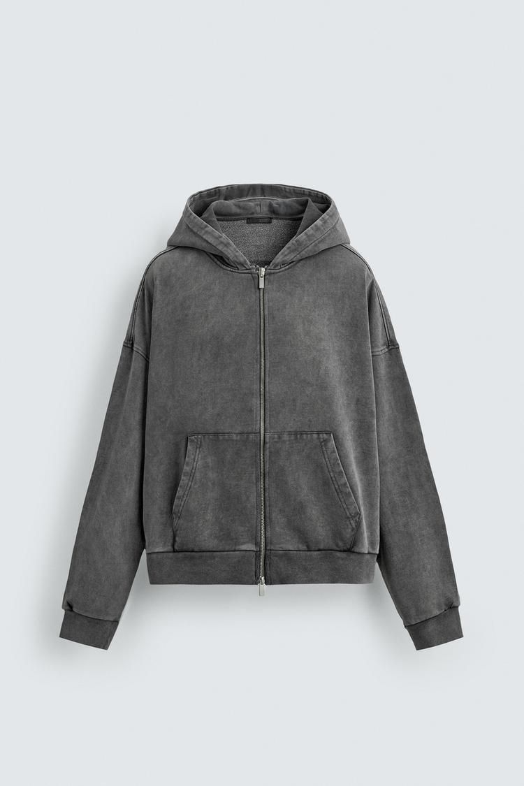 ZARA】ウォッシュ加工ジッパー仕様フーディ 3443/334/826 (ZARA