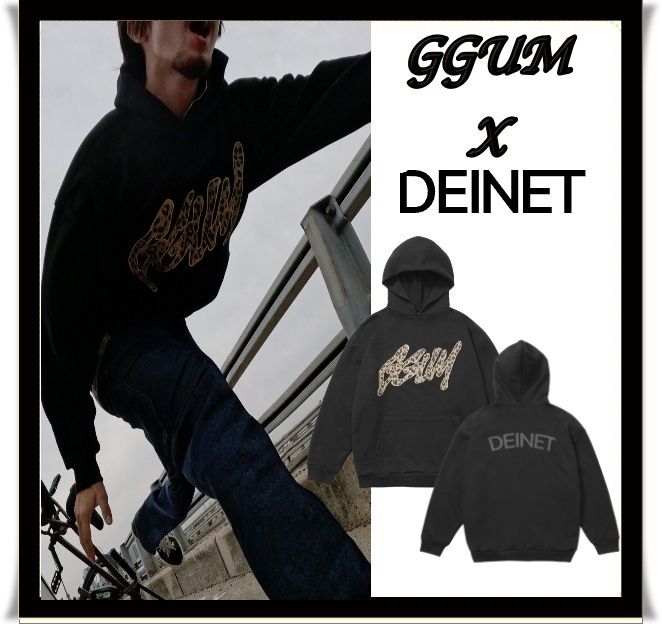 GGUM X DEINET】HOODIE IN BLACK☆TXT ヨンジュン コラボ (DEINET