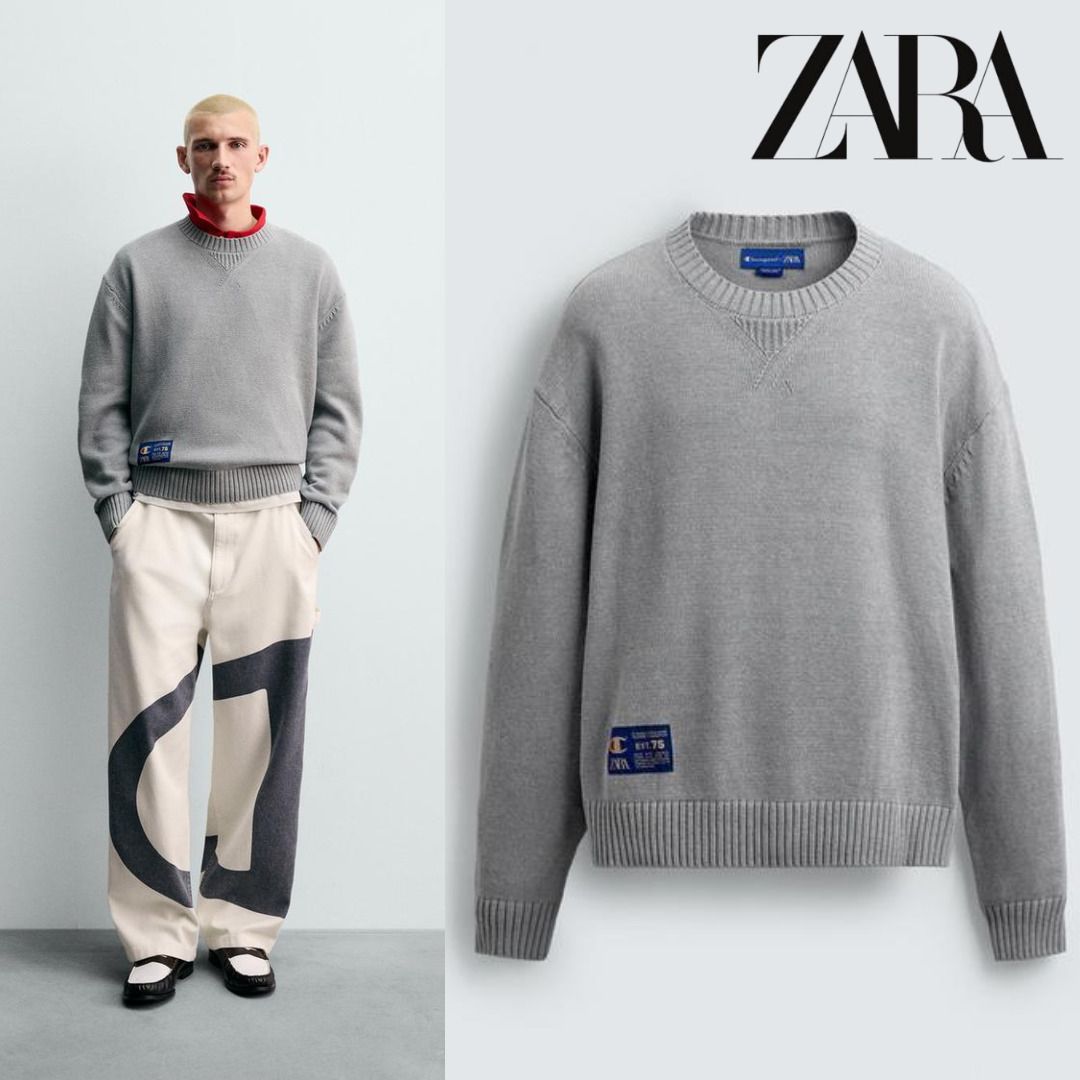 ZARA］ストライプ柄パッチ CHAMPION X ZARA セーター (ZARA/ニット