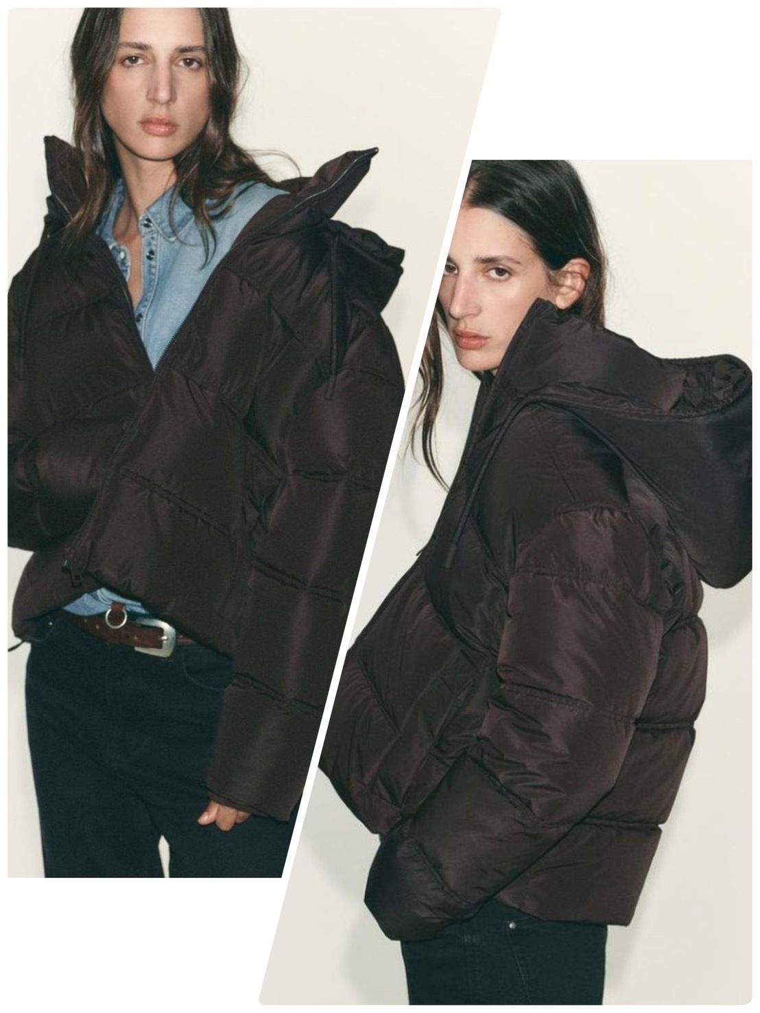 ZARAショート丈パッド入りアノラック 防水・防風 ブラウン 新作 (ZARA