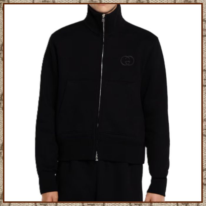 GUCCI《コットンジャージー ジップ スウェットシャツ》黒 直営店