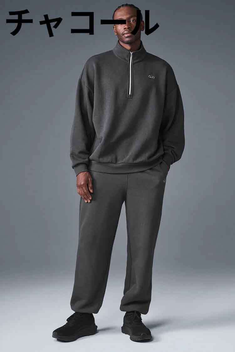 セットアップ♪】Alo Yoga ハーフジップスウェット＆パンツ (ALO Yoga