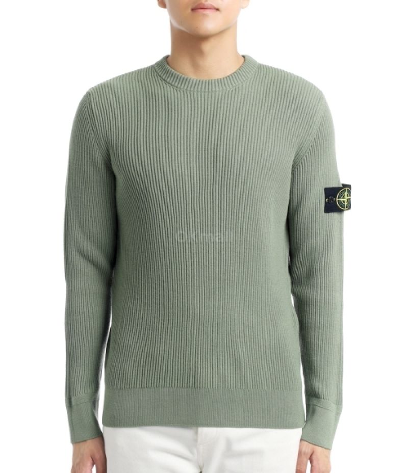 STONE ISLAND｜ROUND NECK KNITS (5100053 Full Rib Rws Woo (STONE
