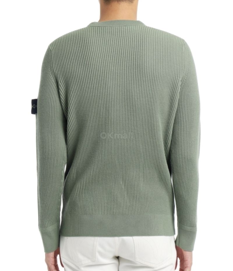 STONE ISLAND｜ROUND NECK KNITS (5100053 Full Rib Rws Woo (STONE