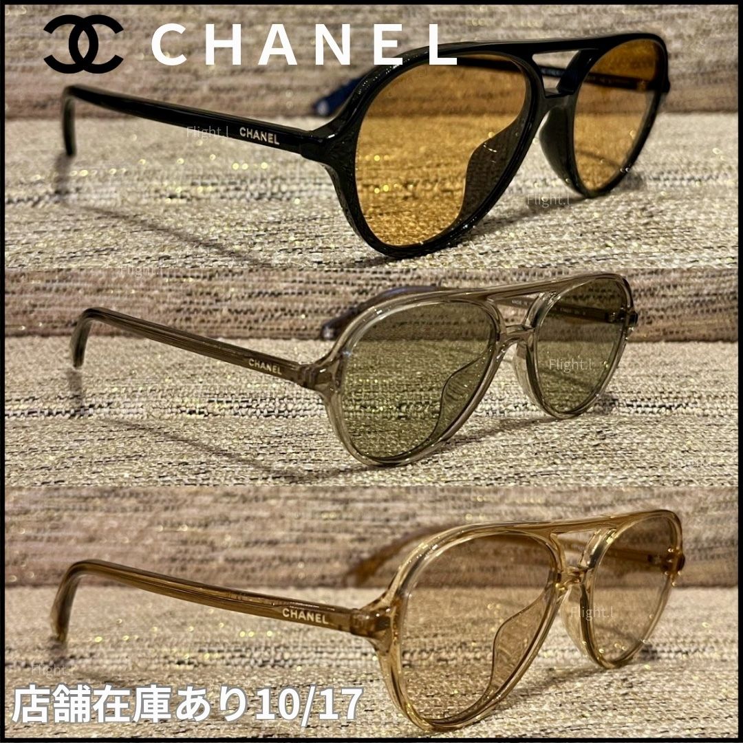 3カラー☆CHANEL サイドロゴ入り パイロットシェイプ サングラス