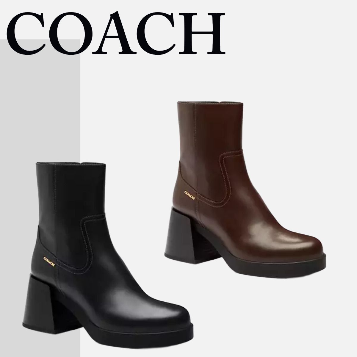 COACH ブロック ヒール ブーツ (Coach/ショートブーツ・ブーティ