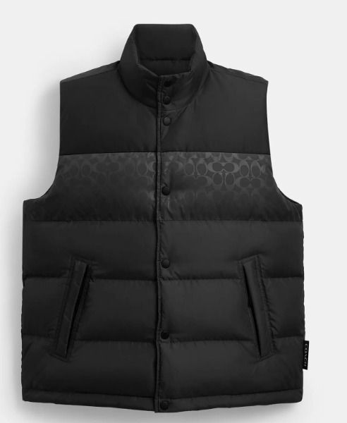 人気【COACH】コーチ リバーシブル カラーブロック ダウンベスト