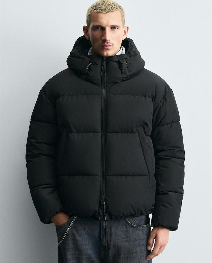 国内発送☆ZARA☆フーデッド*パフジャケット ブラック (ZARA/ダウン