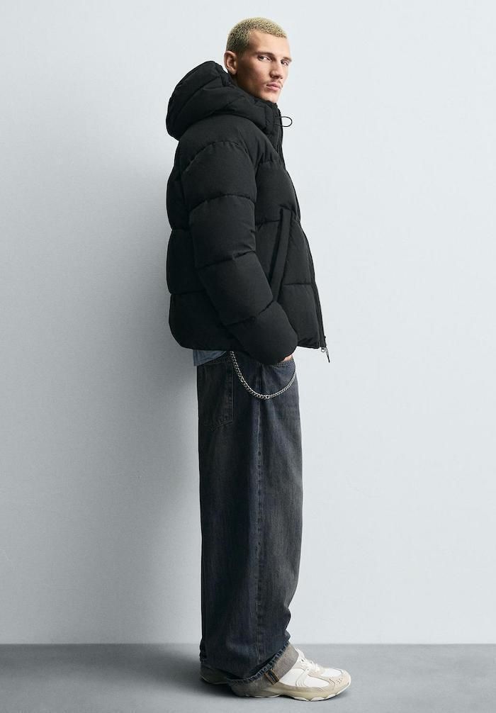 国内発送☆ZARA☆フーデッド*パフジャケット ブラック (ZARA/ダウン