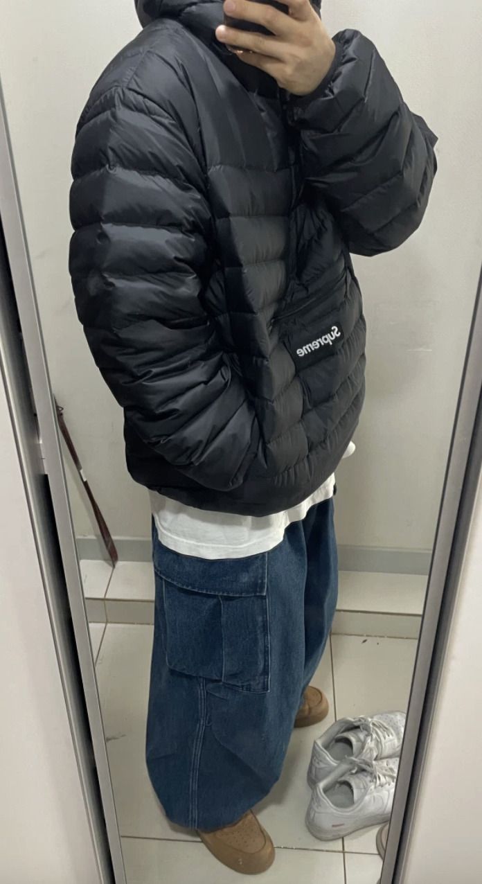 Supreme】Micro Down Half Zip Hooded Pullover Black 25FW (Supreme