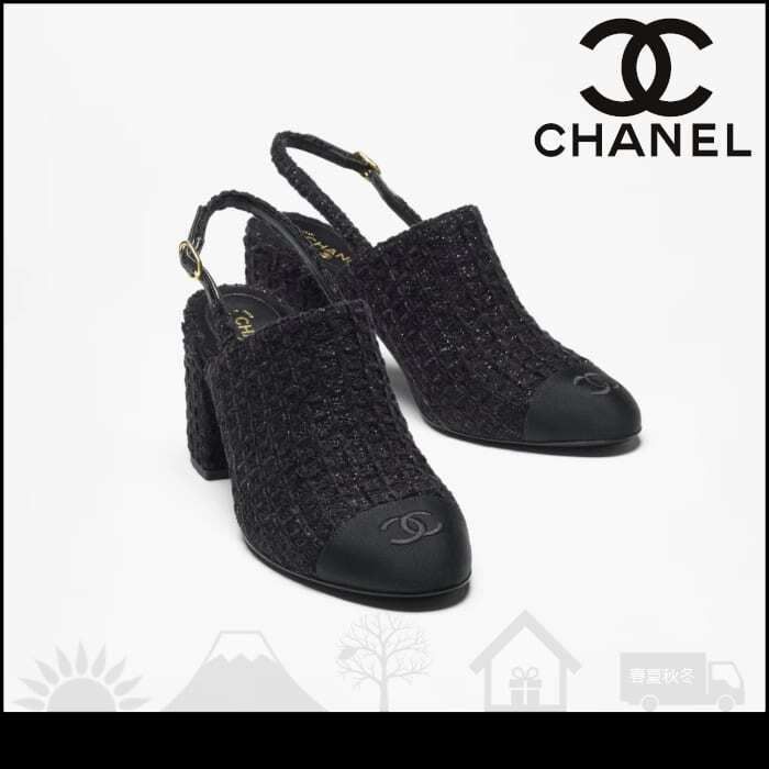シャネル】 スリングバック シューズ ツイード & グログラン (CHANEL