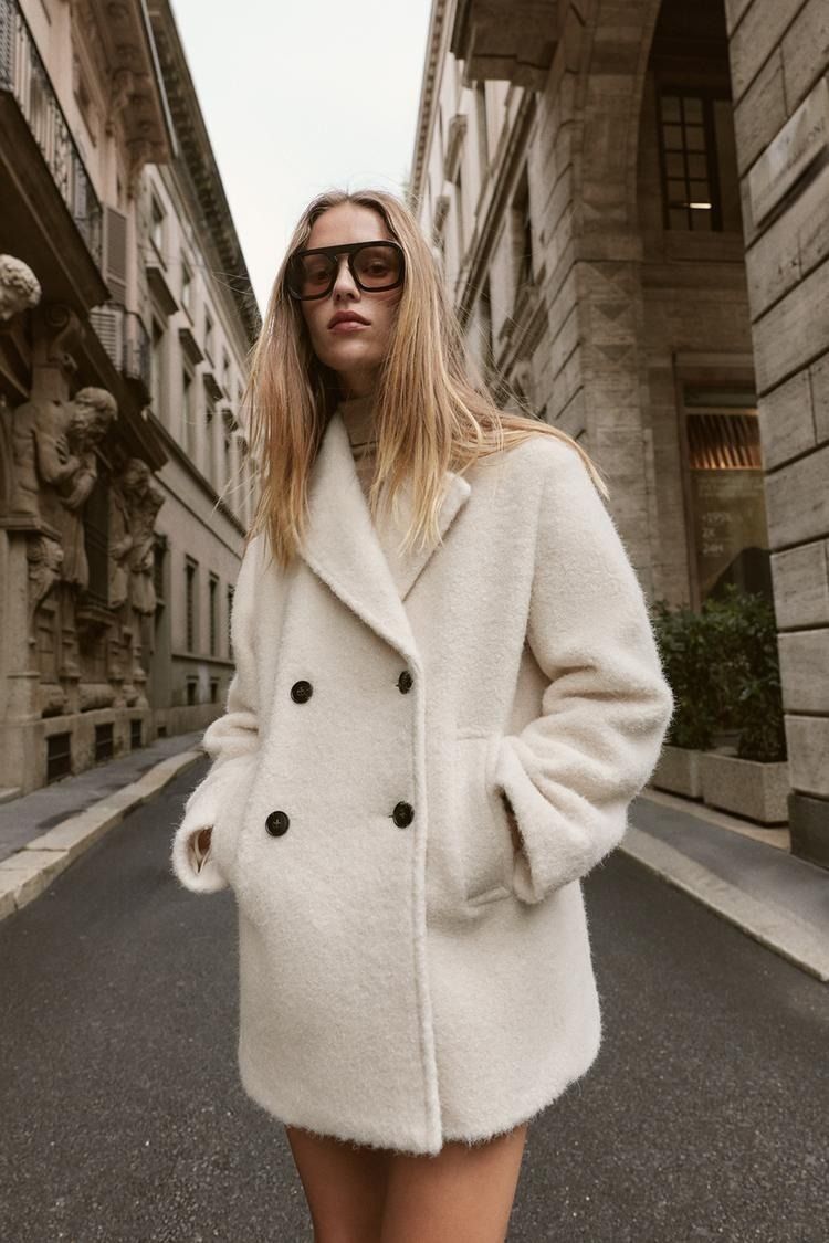 ZARA】ブークレダブルブレストミディ丈コート | 8073/328/712 (ZARA