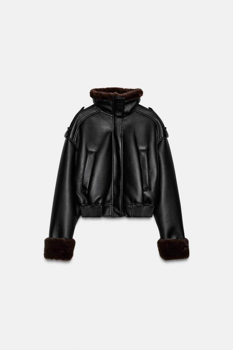 ZARA ダブルフェイス フェイクレザー ボンバージャケット (ZARA/レザー