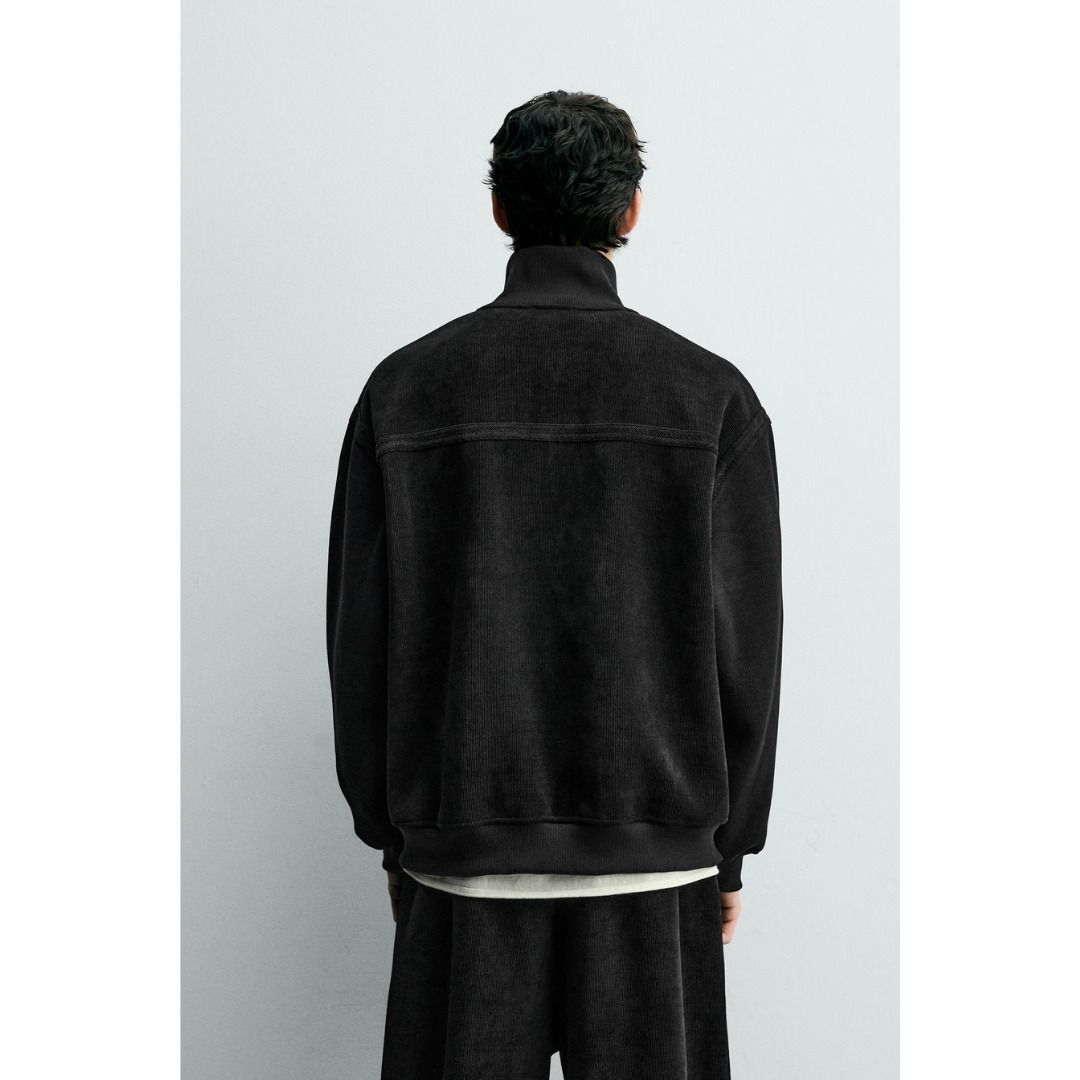 ZARA］コーデュロイジップネック スウェットシャツ (ZARA/マウンテン