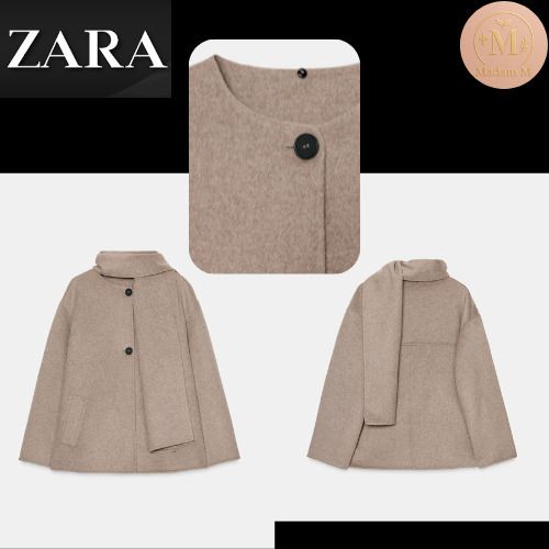 ZARA ウール ショートスカーフコート 3色（スカーフ外せます。） (ZARA