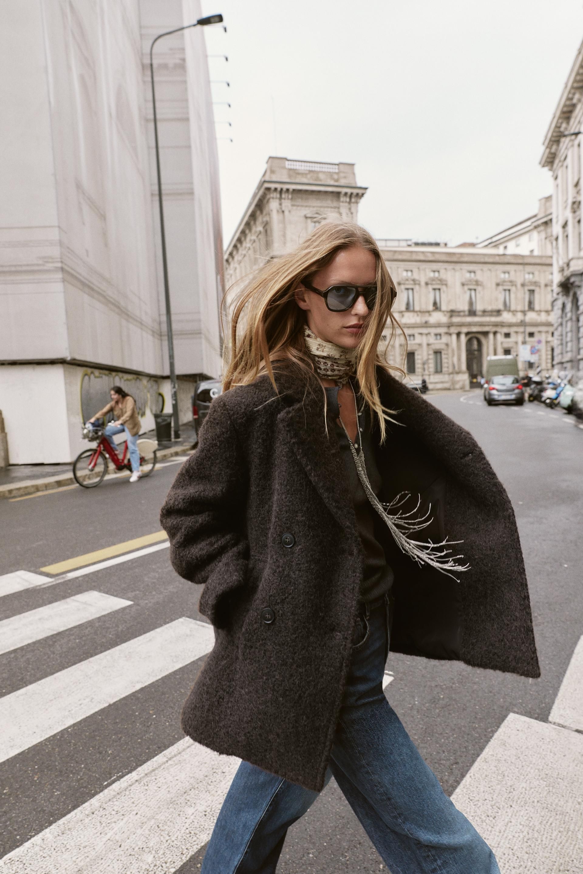 ZARA ブークレダブルブレストミディ丈コート (ZARA/ジャケット) 8073