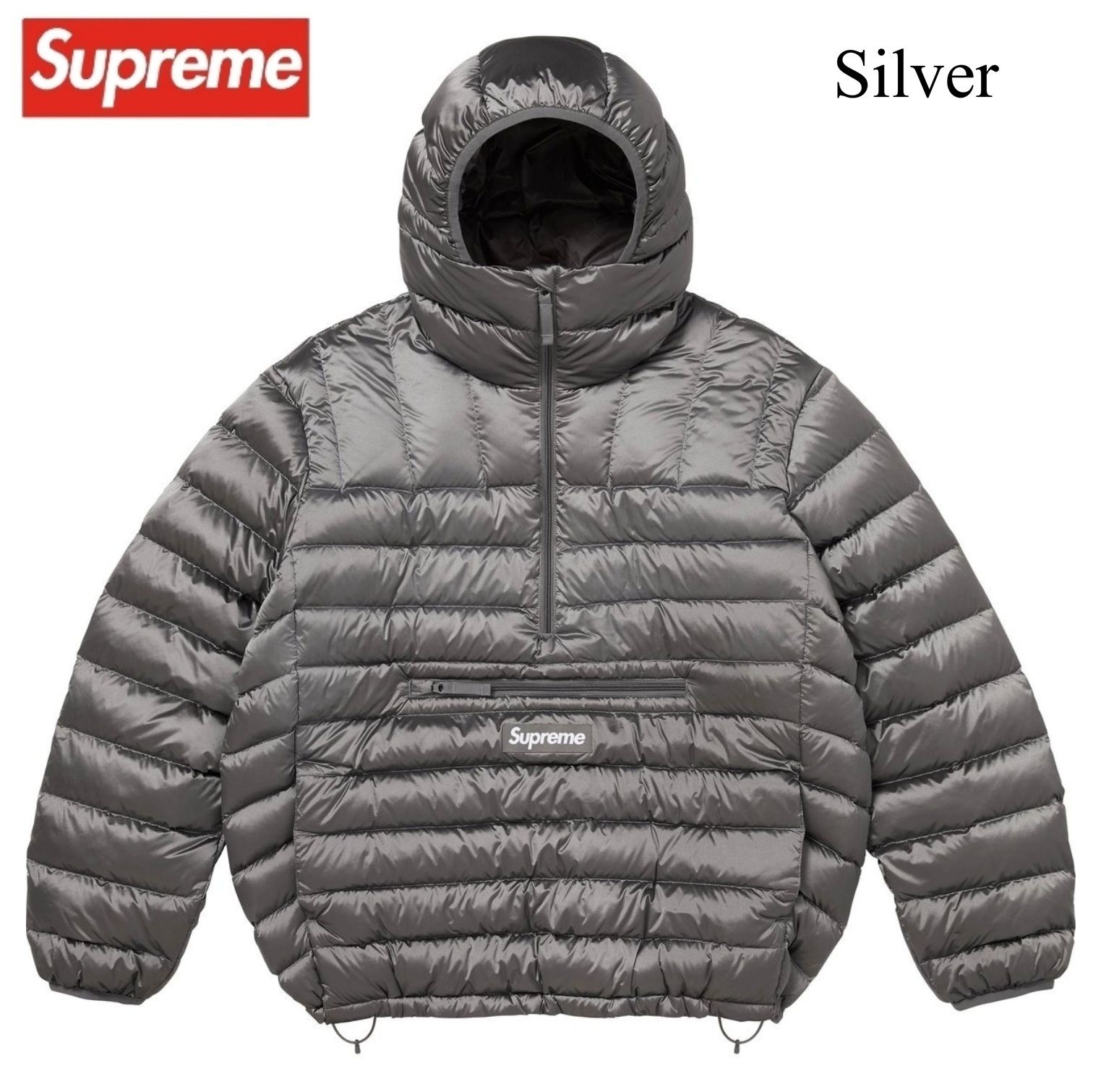 Supreme】Micro Down Half Zip Hooded Pullover Silver (Supreme