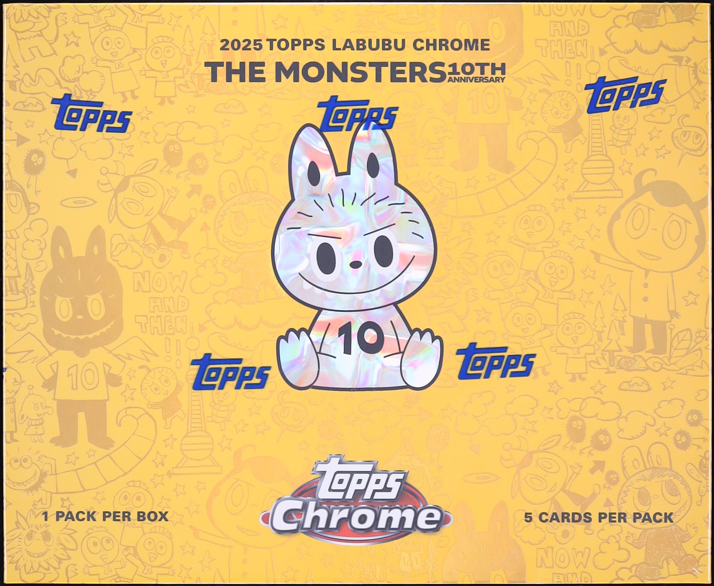 2025 Topps Chrome 10th Anniversary Labubu Sealed Hobby Box, 5ct