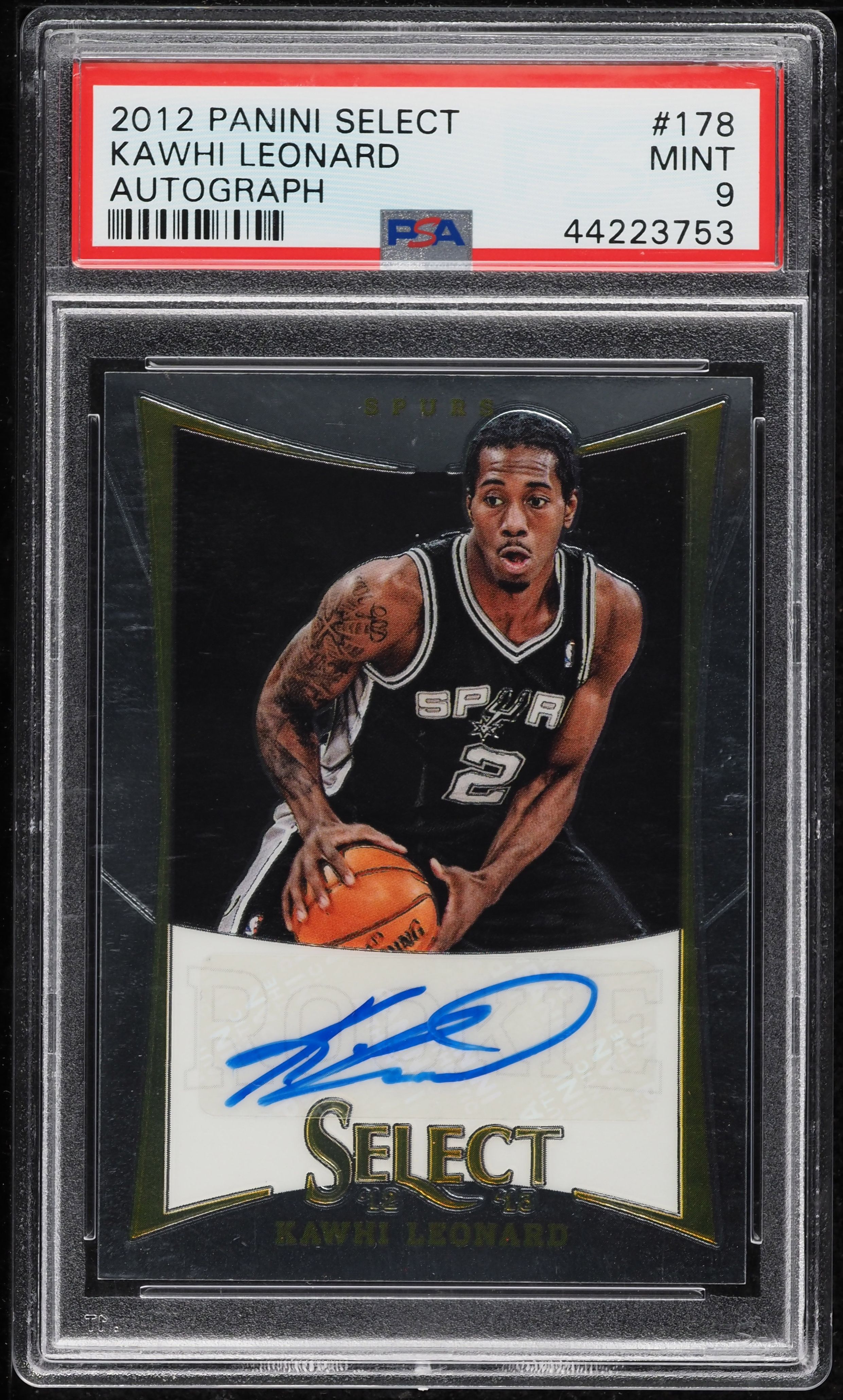 2012 Select Autographs Kawhi Leonard ROOKIE AUTO /199 #178 PSA 9