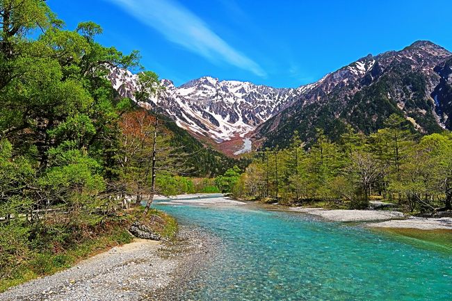 信州令和43 上高地h 河童橋あたり 天/嶺/水-最高の景観 ☆《上高地
