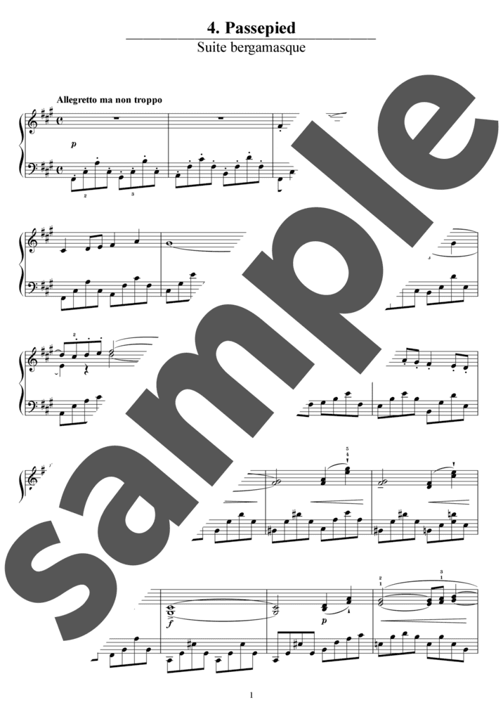 ピアノ楽譜】ベルガマスク組曲 第4曲「パスピエ」 / C.Debussy（ソロ