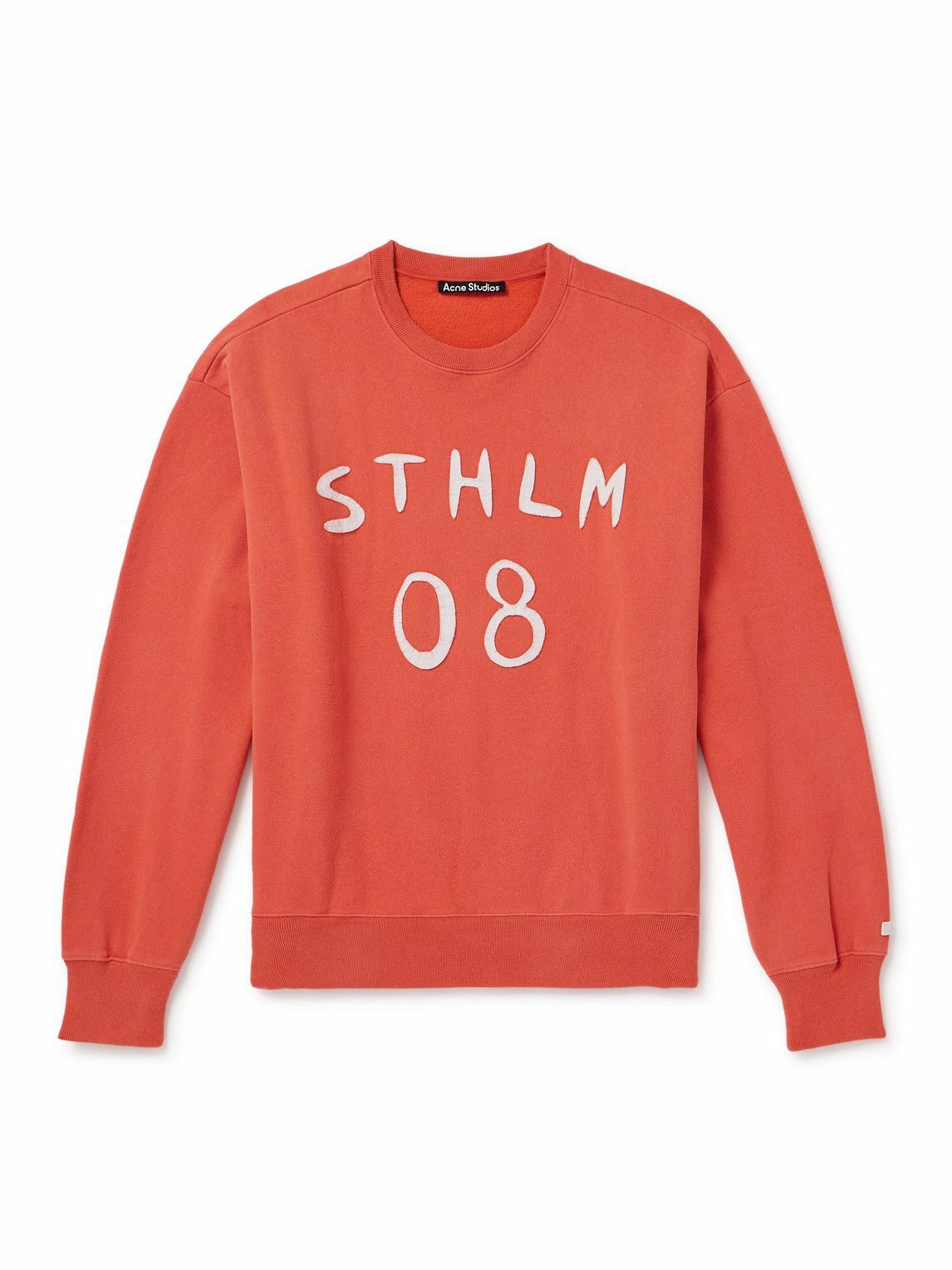 Acne Studios - Appliquéd Cotton-Jersey Sweatshirt - Orange Acne