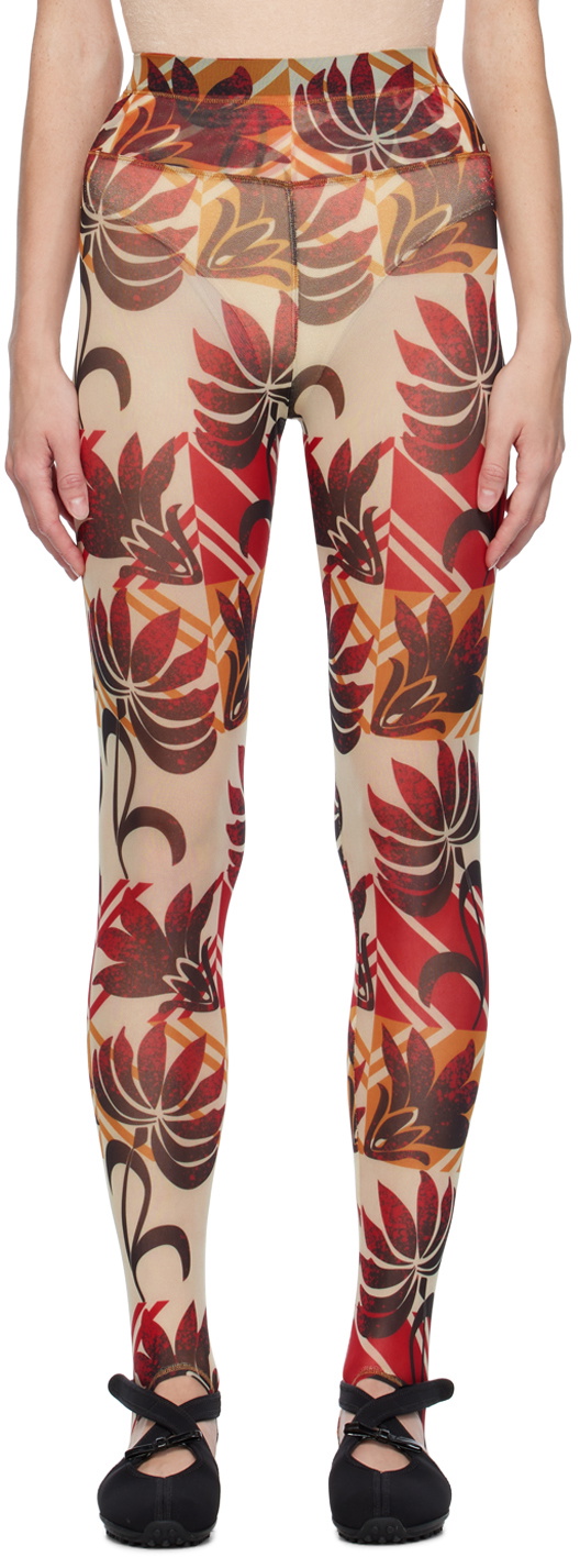 Chopova Lowena Red & Pink Tartan Flower Leggings Chopova Lowena