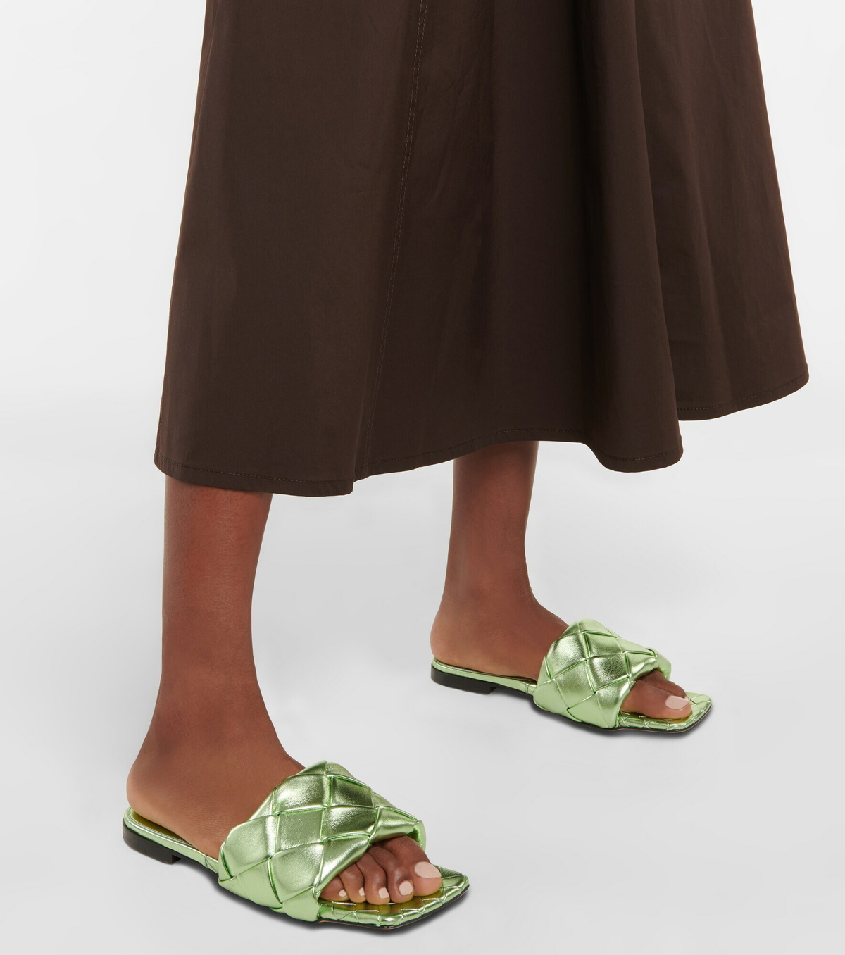 Bottega Veneta - Lido metallic leather flat sandals Bottega Veneta