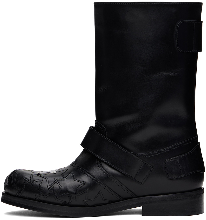 Stefan Cooke Black & Silver Star Biker Boots Stefan Cooke