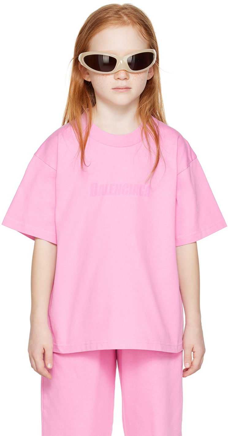 Balenciaga Kids Kids Pink Caps T-Shirt Balenciaga Kids