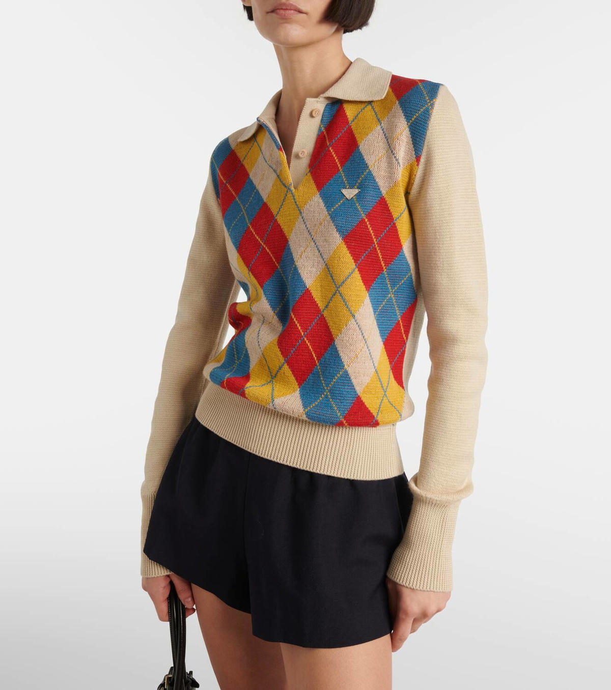 Prada Argyle intarsia wool polo sweater Prada