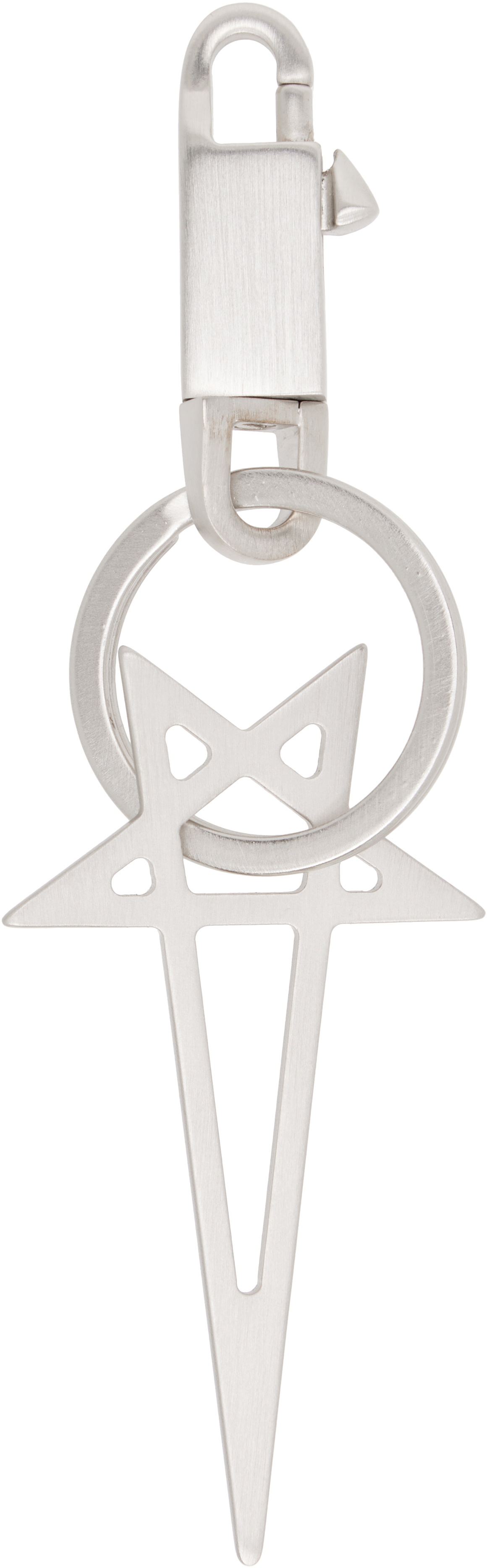 Silver Concordians Pentagram Keychain by Rick Owens on Sale