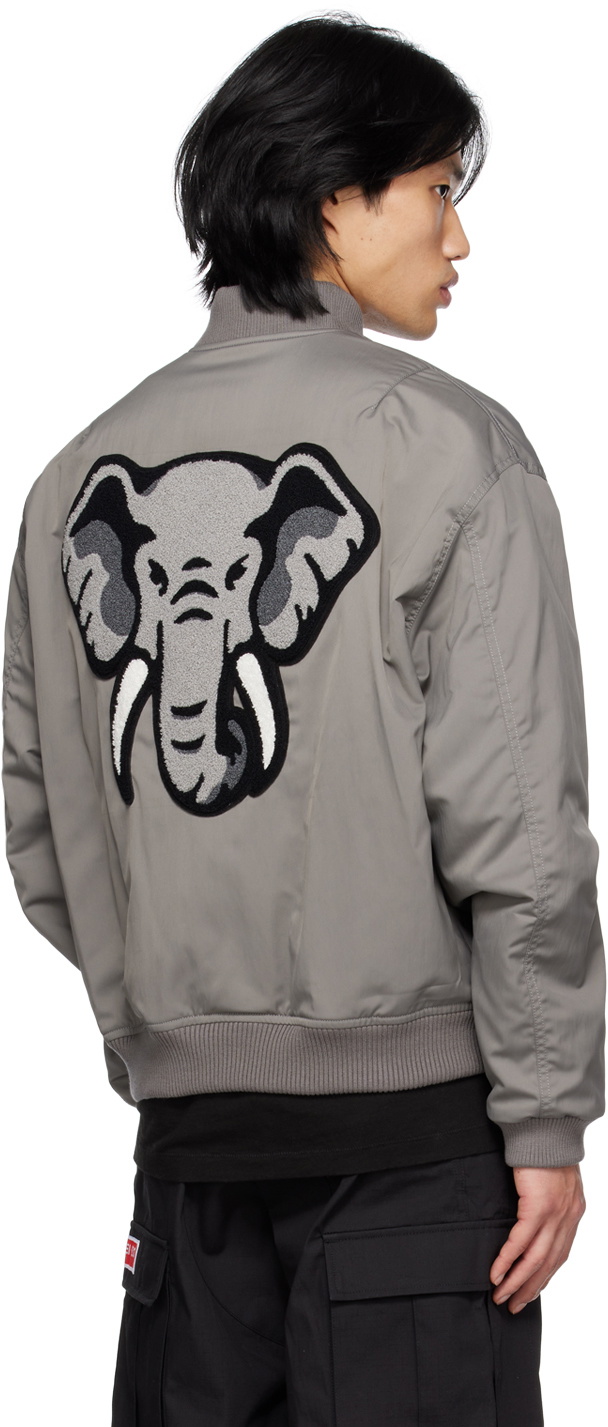 Kenzo Gray Kenzo Paris Elephant Bomber Jacket Kenzo