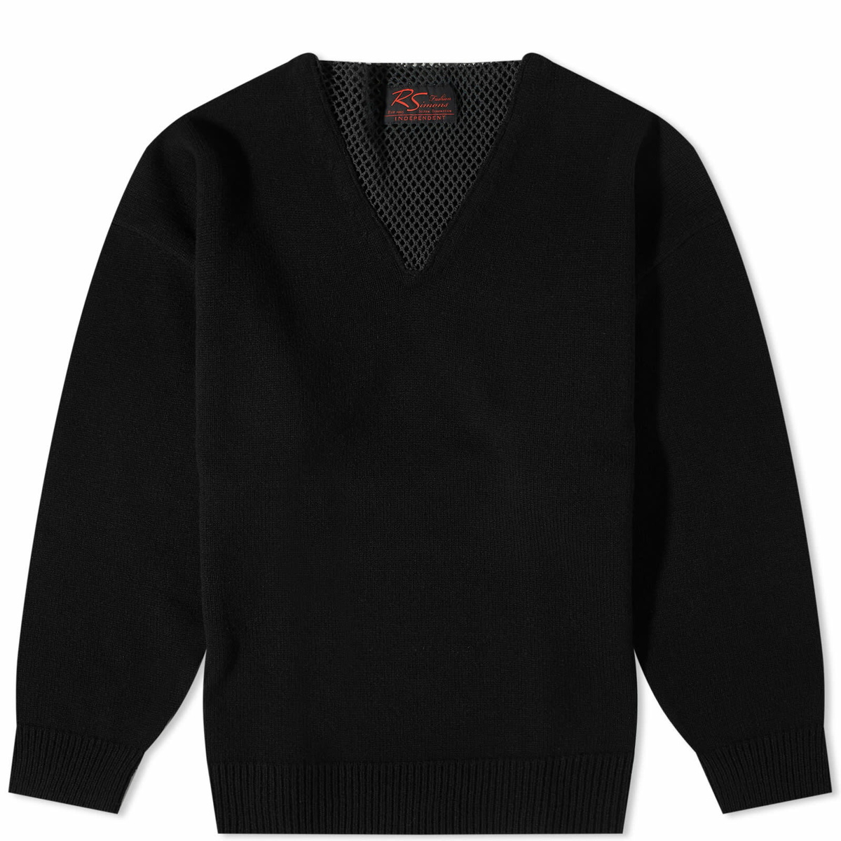 Raf Simons Men's Loose Fit V-Neck Knit in Black Raf Simons